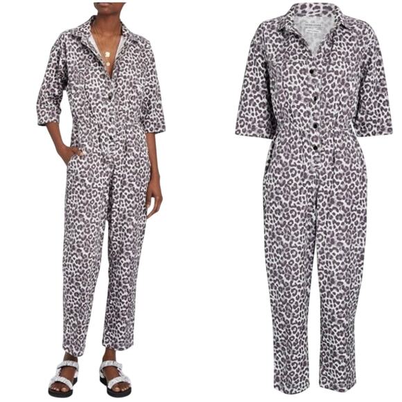 Overlover Hope Canvas Jumpsuit Boilersuit Lilac Leopard Medium Revolve - Picture 3 of 12